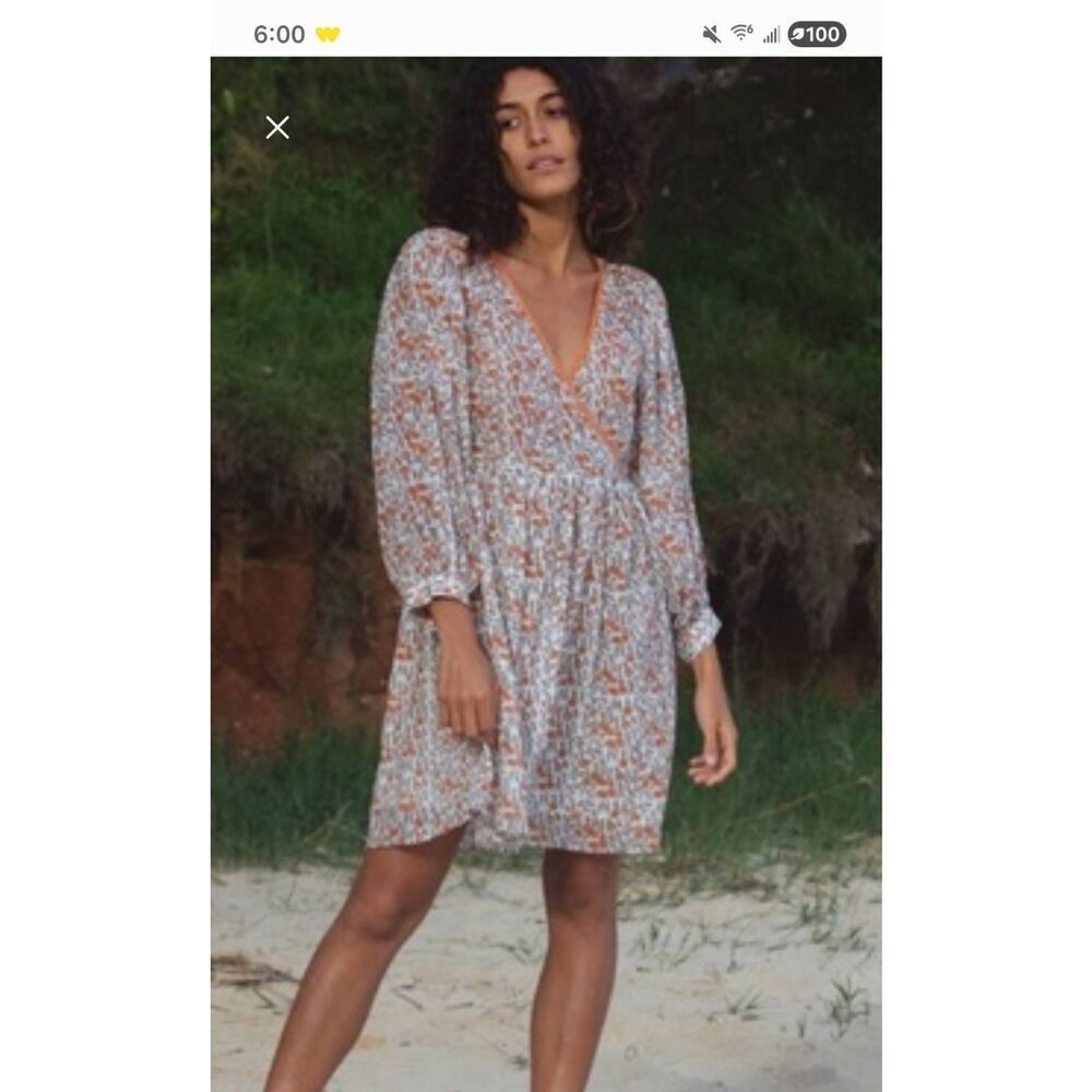 Daughters of India Bonita Mini Dress In Apricot Sz Small